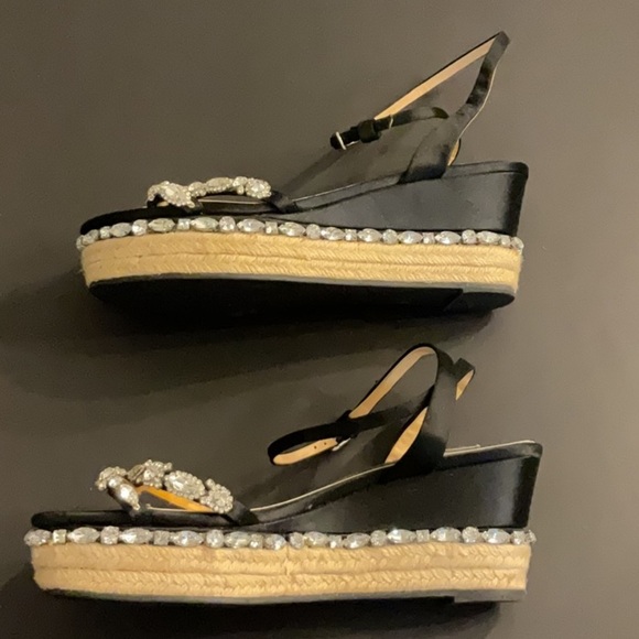 Badgley Mischka Silvia Espadrille wedge w/ rhinestone embellishments Size 9.5 - Picture 5 of 9